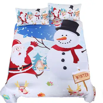 

Bedclothes Bedding Pillowcase Duvet Cover Sets Bed Linen Set Cartoon Snow Man 3pcs Duvet Cover Sets Home Christmas Decorations