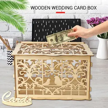 

with Lock Wooden Wooden Wedding Box Wedding Money Box Elegant Ornament DIY Celebration Creative Gift Home Decoration Birthday
