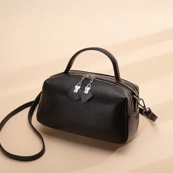 

New Genuine Leather Ladies'bag 2019 Single Shoulder Inclined Bag Soft Leather Mother's Bag Fashionable Inclined Straddle Bag