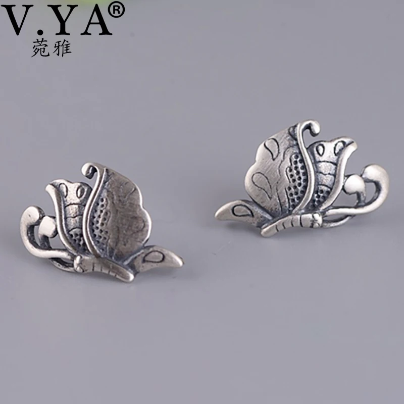 

V.YA Butterfly Retro Earrings 925 Sterling Silver Earrings for Women Statement Jewelry Brincos Pendientes bijoux