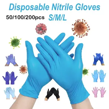 

50/100/200 Pcs Disposable Latex Gloves Non-Slip Acid and Alkali Laboratory Rubber Latex Gloves Household Cleaning Products