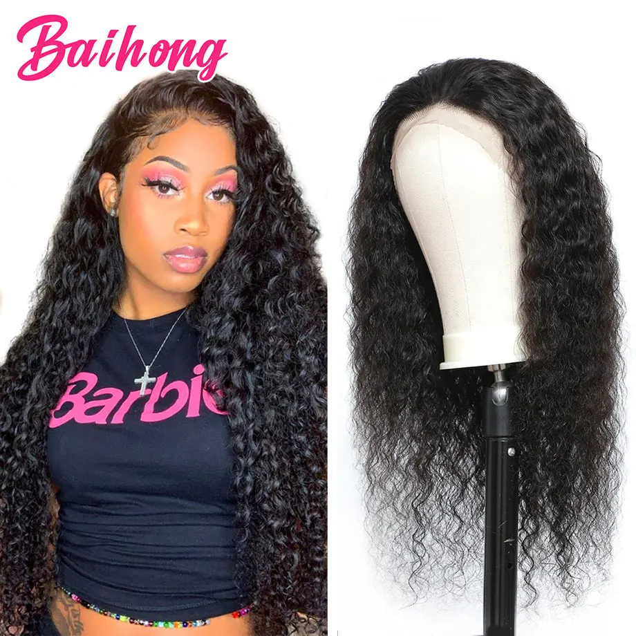 Brazilian Deep Wave 4x4 Lace Closure Human Hair Wig Natural Smooth Ombre Human Hair Lace Wigs For Women Pre Plucked BAIHONG
