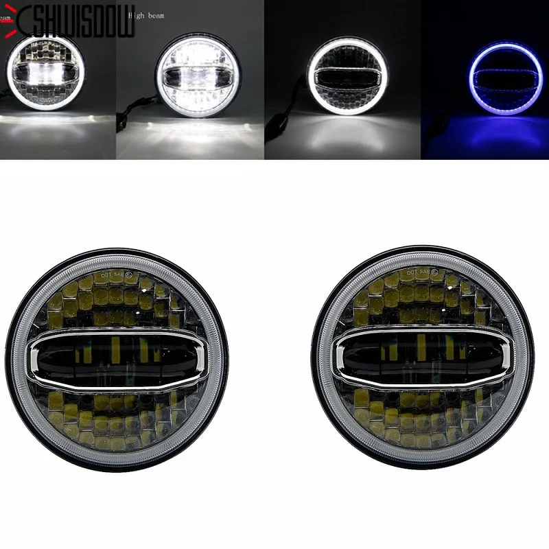 " светодиодный фары 108 ВТ Высокий Низкий луч светодиодный H4 Halo Angel Eye DRL сигнал поворота для Jeep Wrangler JK TJ Land Rover фары для автомобиля