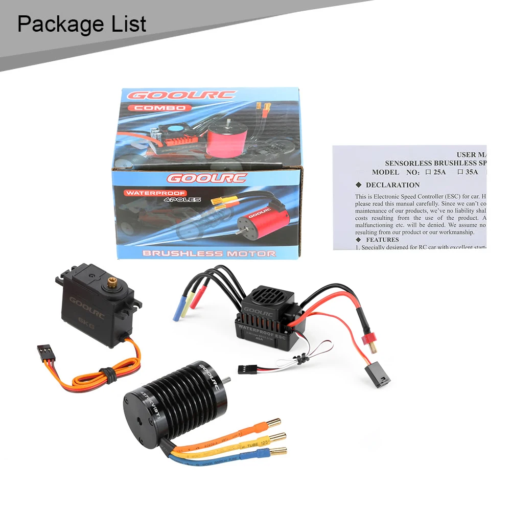 GoolRC F540 4370KV бесщеточный двигатель S-45A ESC с 6,0 кг металлическим редуктором сервопривод обновленный бесщеточный комбо набор для 1/10 RC автомобилей грузовиков DIY