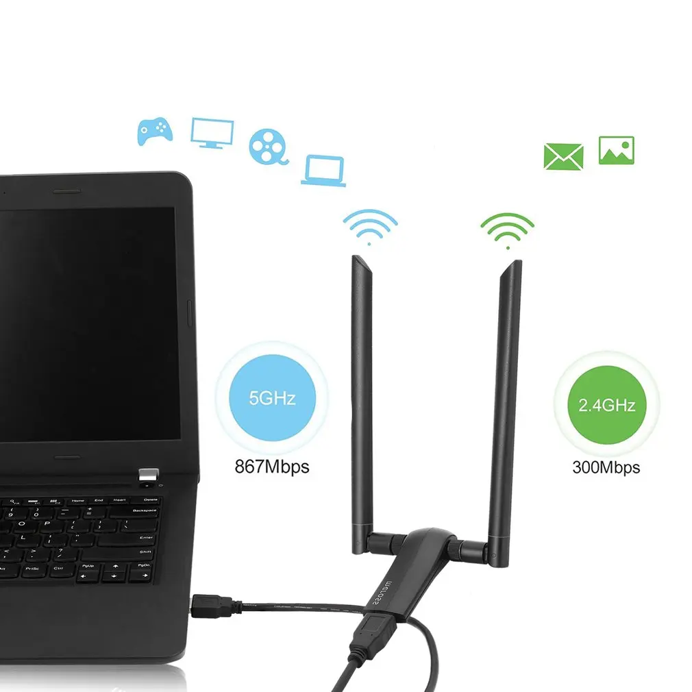 Meross WMA265 AC1200 беспроводной USB адаптер супер скорость USB 3,0 Wi-Fi адаптер WiFi ключ для ПК ноутбуков планшетов