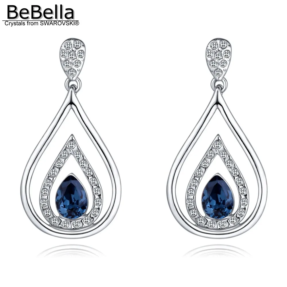 

BeBella crystal pierced tear drop earrings made with Crystals from Swarovski must-have gift for women girl 2019 Chirstmas