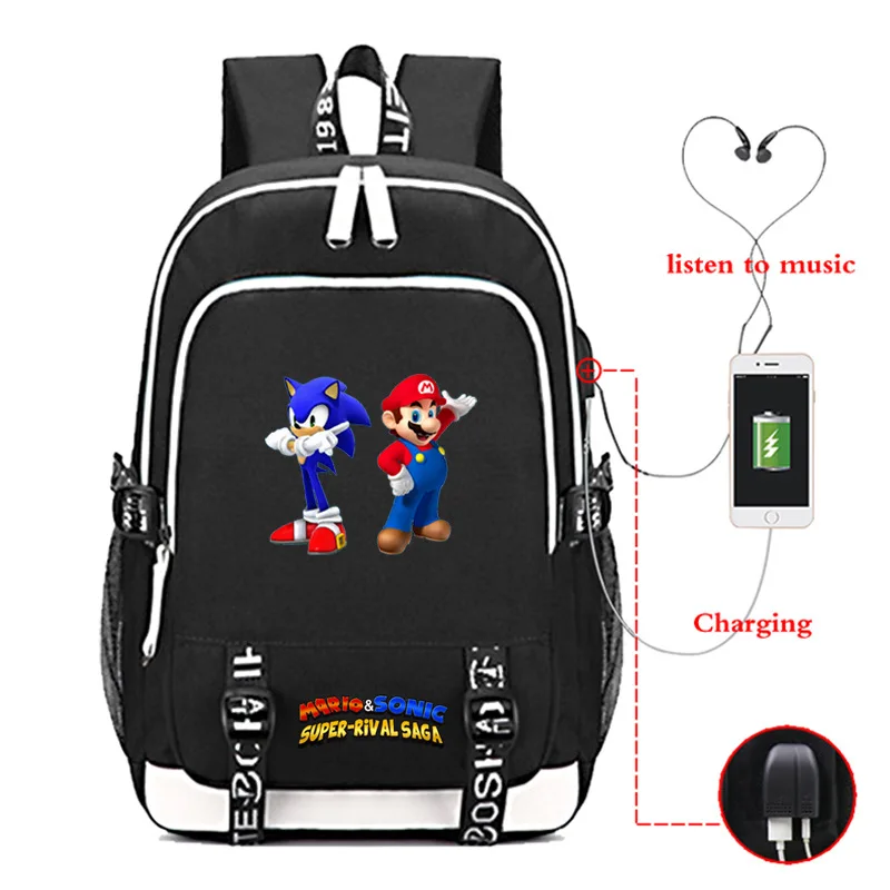 Аниме Super Mario Bro игры USB зарядный рюкзак для студентов, школьные сумки, сумки для подростков сумка для ноутбука сумки Для мужчин путешествия рюкзак