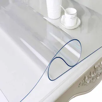 Soft Glass Tablecloth1mm PVC transparent tablecloth waterproof rectangular table cover pad kitchen pattern oil-proof table cloth 2