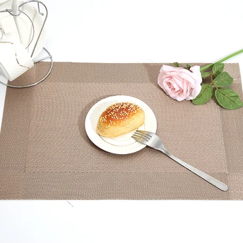 

6 PCS Anti-skid And Heat-insulation PVC Placemat For Dining Table Non-slip Table Mat Kitchen Accessories Textilene Khaki Brown
