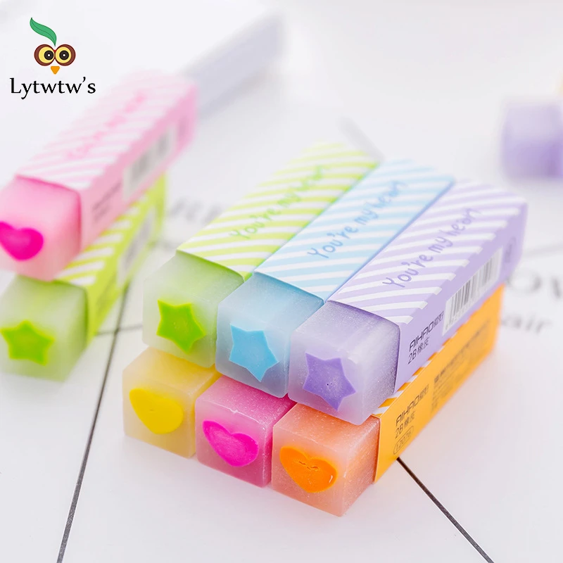 Pencil Eraser 2B Cute Candy Soft Erasers for Kids Rubber Kawaii Stationery School Office Supplies