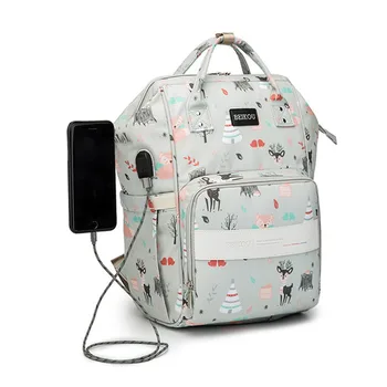 

New USB Features Mummy Bag Multifunction Waterproof Large Capacity Shoulders Mother And Baby Pack Out Mother Bag