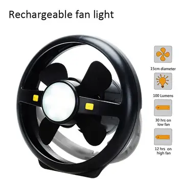 

Portable Rechargeable LED Fan Light Mini Air Cooler Outdoor Camping Tent Lamp Hanging Hook Lantern USB Rechargeable