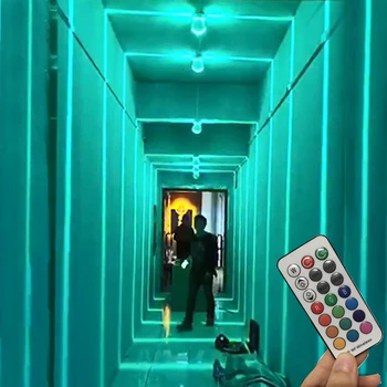 

Thrisdar 12W RGB Building Narrow Line Window Wall lamps With Remote Villa Terrace Balcony Corridor Aisle Hotel KTV Wall Light