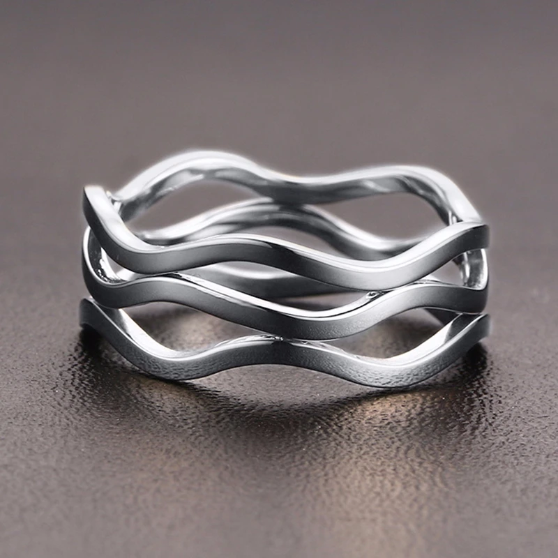 

Vnox Multi Layered Wave Ring for Women Hollow Stainless Steel Jewelry Elegant Party Jewelry