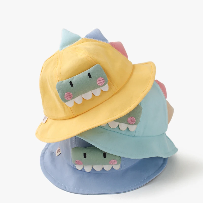 

Spring Summer Sun Hats For Baby Lovely Cartoon Dinosaur Fisherman Hats Cotton Autumn Kids Boys Girls Bucket Hat Beach Caps