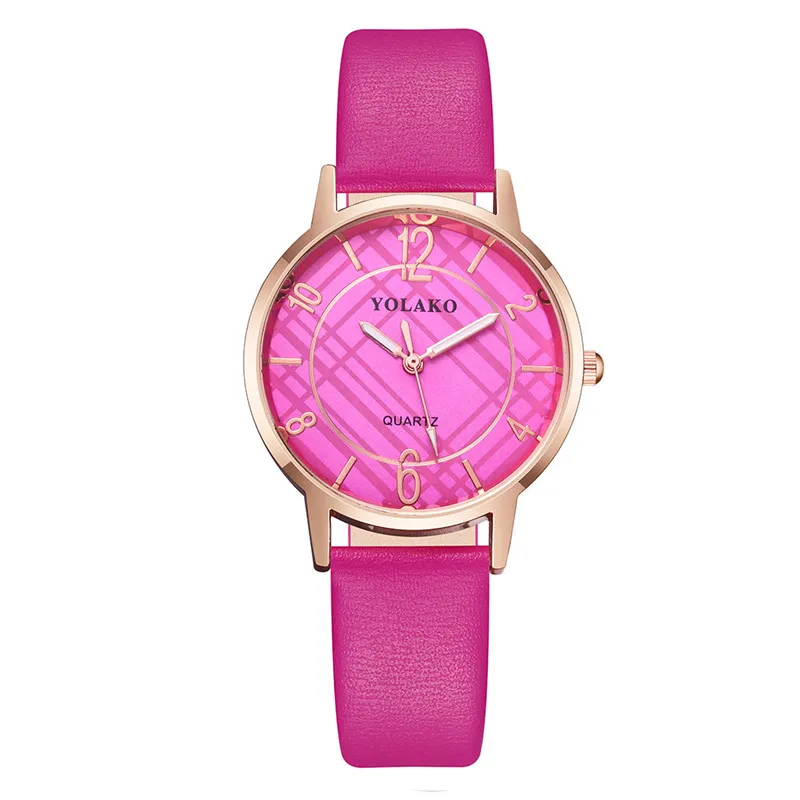 WJ-8668, простые женские цифровые часы, модные часы с кожаным ремешком, Классические кварцевые наручные часы для женщин zegarek damski relogio - Цвет: Hot Pink