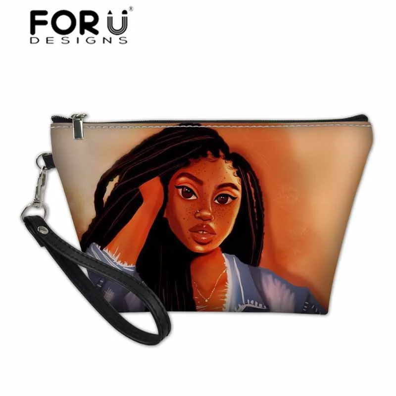 

FORUDESIGNS Portable Make Up Bags for Women Black Art African American Girls Cosmetic Cases Ladies Toiletries Organizers Bags
