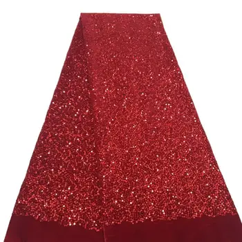 

Soso African Sequins Lace Fabric 2020 High Quality Velvet Lace Material For Women Party Beautiful French Lace Fabric Sewing