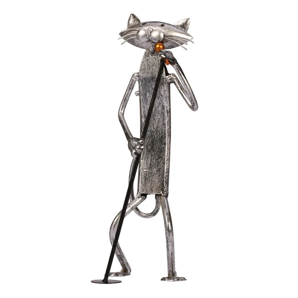 Gift Cat Sculpture Desk Decorative Crafts Figurine Living Room Modern Simple Small Handmade Home Ornament Office Iron Art