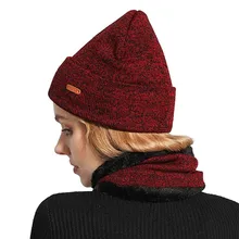 BEFORW новая зимняя Для женщин шеи теплые, вязаные модные шляпа Sscarf набор Толстая теплая удобная обувь в стиле Для женщин геометрический шапки-бини