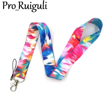 

30pcs Colorful graffiti Couple Keychain Lanyards Id Badge Holder ID Card Pass Gym Mobile Phone Badge Holder Key Straps