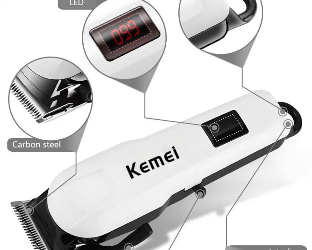 KEMEI машинка для стрижки волос Профессиональный электрический триммер для стрижки волос Машинка для стрижки волос стрижка Беспроводная Проводная лопасть волос 5
