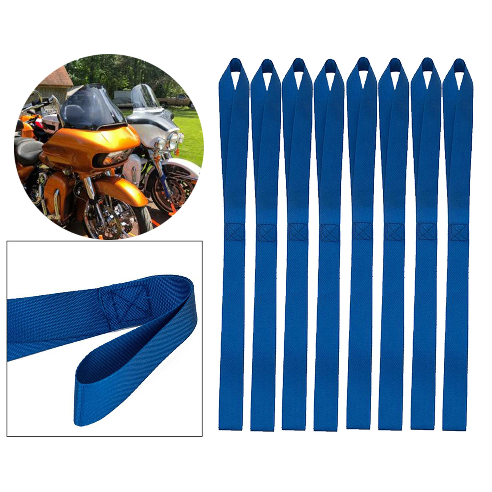 8Pieces Soft Loop Tie Down Straps for Motorcycle Snowmobile Towing Cargo ATV UTV