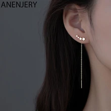 Женские серьги с длинной цепочкой ANENJERY, серебряные серьги с 925 пробы, новый дизайн, S-E1443 Женские серьги с длинной цепочкой ANENJERY, серебряные серьги с 925 пробы, новый дизайн, S-E1443