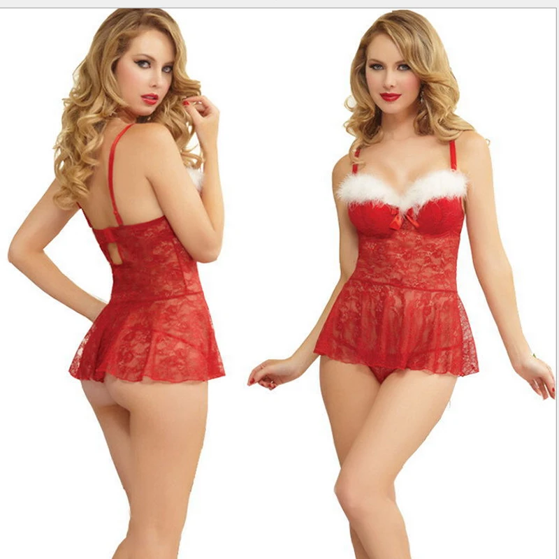 Meihuida Sexy Lingerie Babydoll Set Women Santa Fancy Dress Costume Cosplay Outfit Christmas Underwear Erotic Sex Costume - Цвет: Бежевый