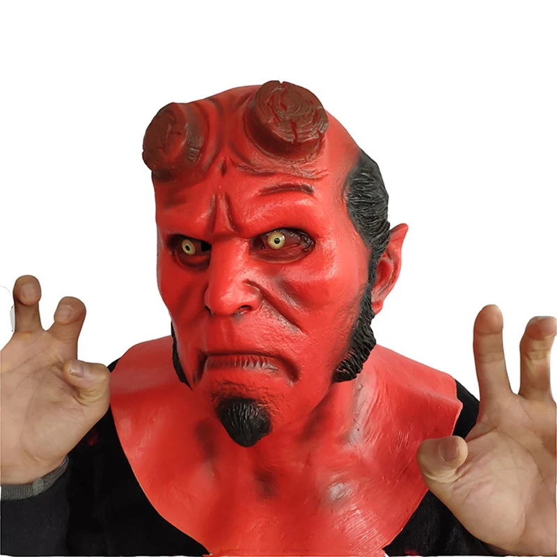 

Movie Hellboy Mask Cosplay Rise of the Blood Mask Queen Ox Horn Mask Latex Halloween Party Props