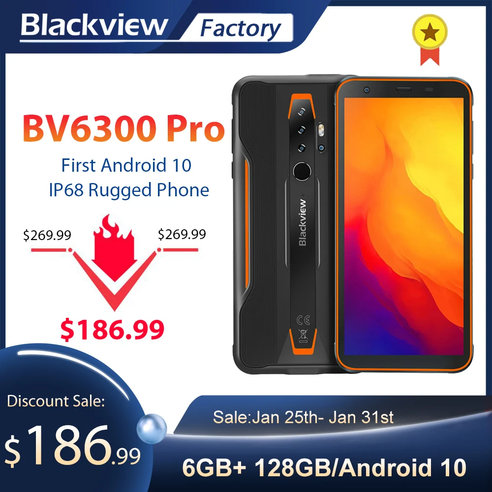BLACKVIEW Helio P70 BV6300 Pro Smartphone 128GB 6GB WCDMA/GSM/CDMA/LTE Nfc Wireless Charging