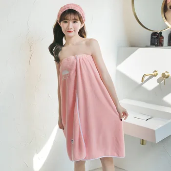 

Coral Fleece Bath Towel Adult Bath Skirt Absorbent Lint-Free Female Strapless Bra Can Wear Quick-Drying Bath Towel
