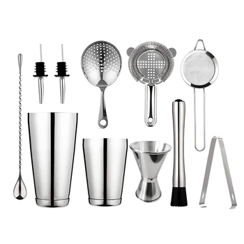 

11Pcs Cocktail Shaker Bar Set Stainless Steel Bartender Kit Mixer Drink Bartender Tools Browser Kit Bars Set Tool Accessories Ho