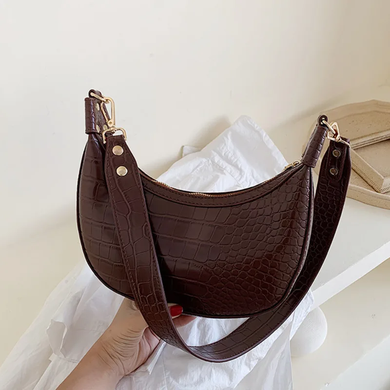

[BXX] Women's Single Shoulder Crossbody Bag All-match PU Leather Handbag 2019 Brand Designer Crocodile Grain Messenger Bag HI197