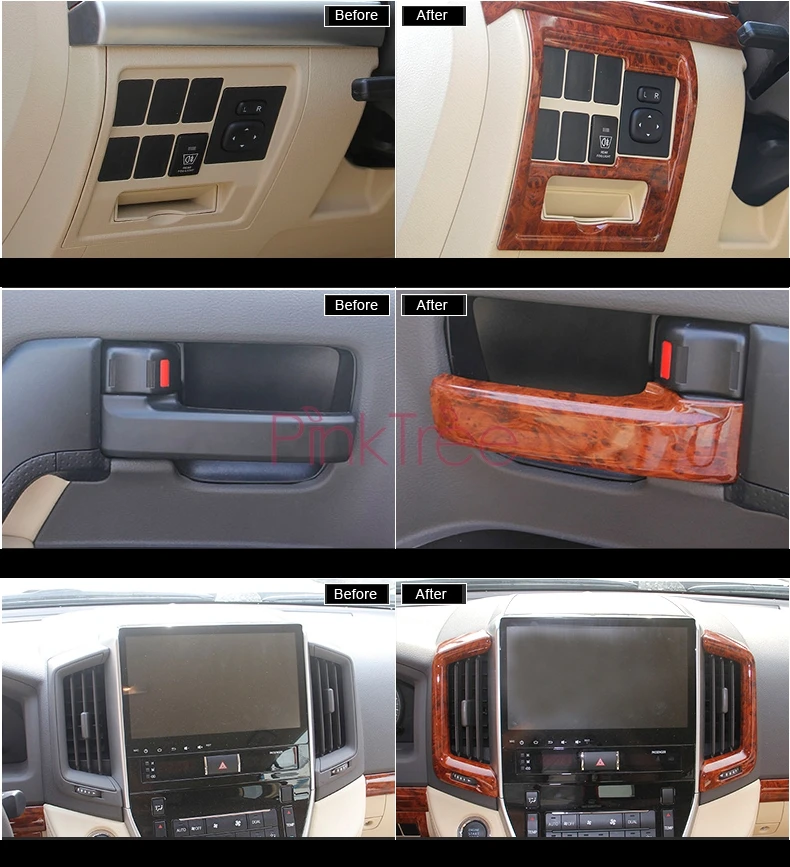 33 pieces For Toyota Land Cruiser 200 Interior Wooden Decoration Cover Door Panel Dashboard Trim Car Styling Accessory