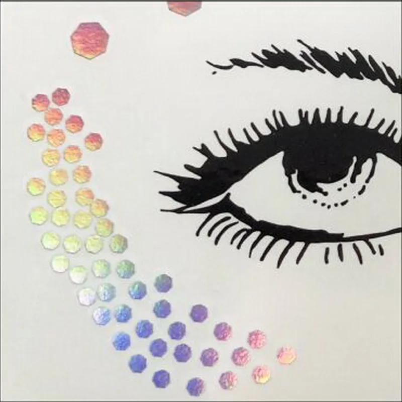 

Hot Rainbow Color Laser Silver Freckles Flash Tattoo Sticker Face Tattoo Fashion Waterproof Blocked Make Up Body Art Eye Secals