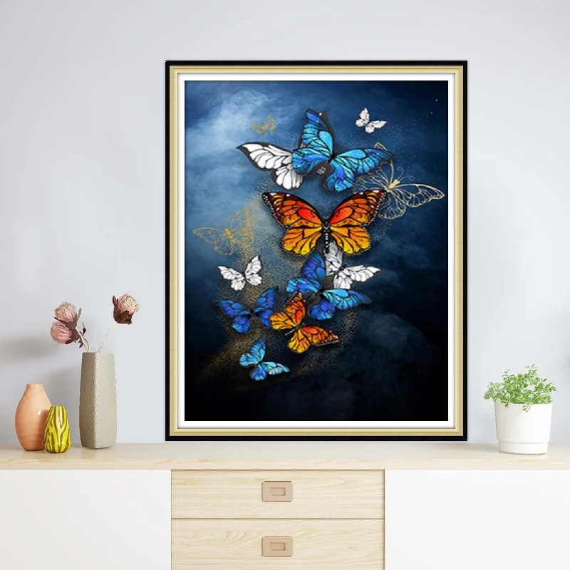 rhinestone diamond dotz 5d Diy Custom Diamond Dainting Butterfly Pattern Circular Mosaic Landscape Diamond Embroidery Picture Home Decoration Gift 5D DIY Diamond Painting best of sale