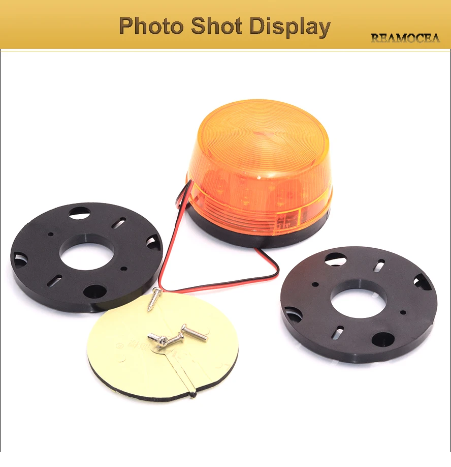 Reamocea Universal Strobe Signal Warning Waterproof DC12V Indicator light LED Amber Light Security Alarm Police Emergency Lamp  (13)