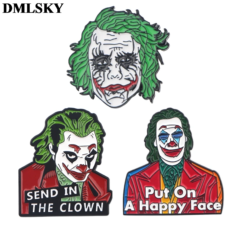 DMLSKY Joker мультфильм Металлические Булавки эмалированные Броши для женщин и мужчин Нагрудный значок для рюкзака джинсовая брошь воротник ювелирные изделия M4113