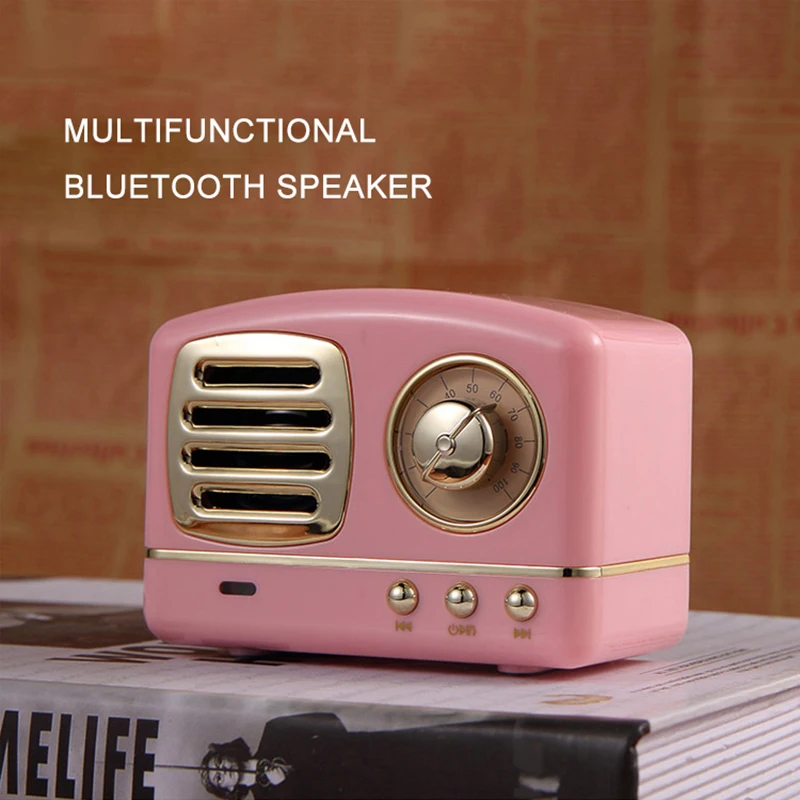Ретро портативный Bluetooth динамик Стерео ретро мини беспроводной радио USB TF карта MP3