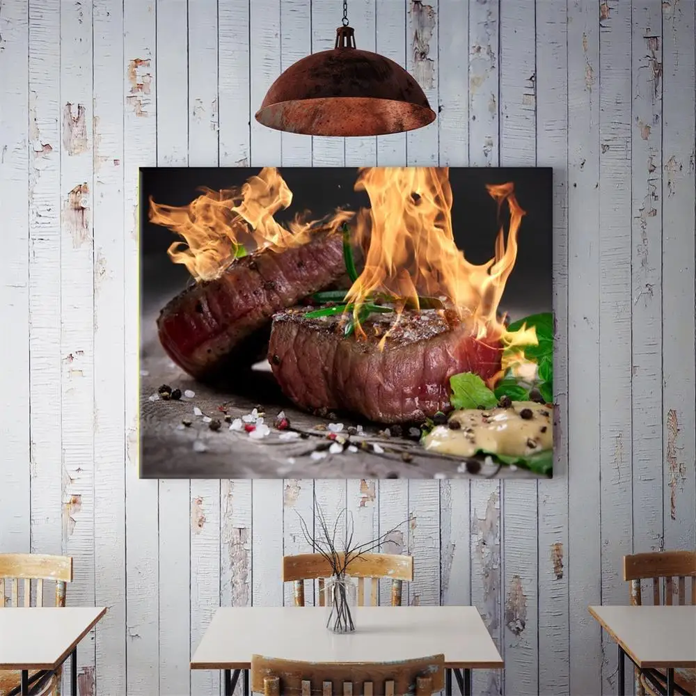 

50x70cm HD Steak Posters Canvas Paintings Art Modern Food Pirnts Wall Art for Dining Room Restaurant Kitchen Decoration