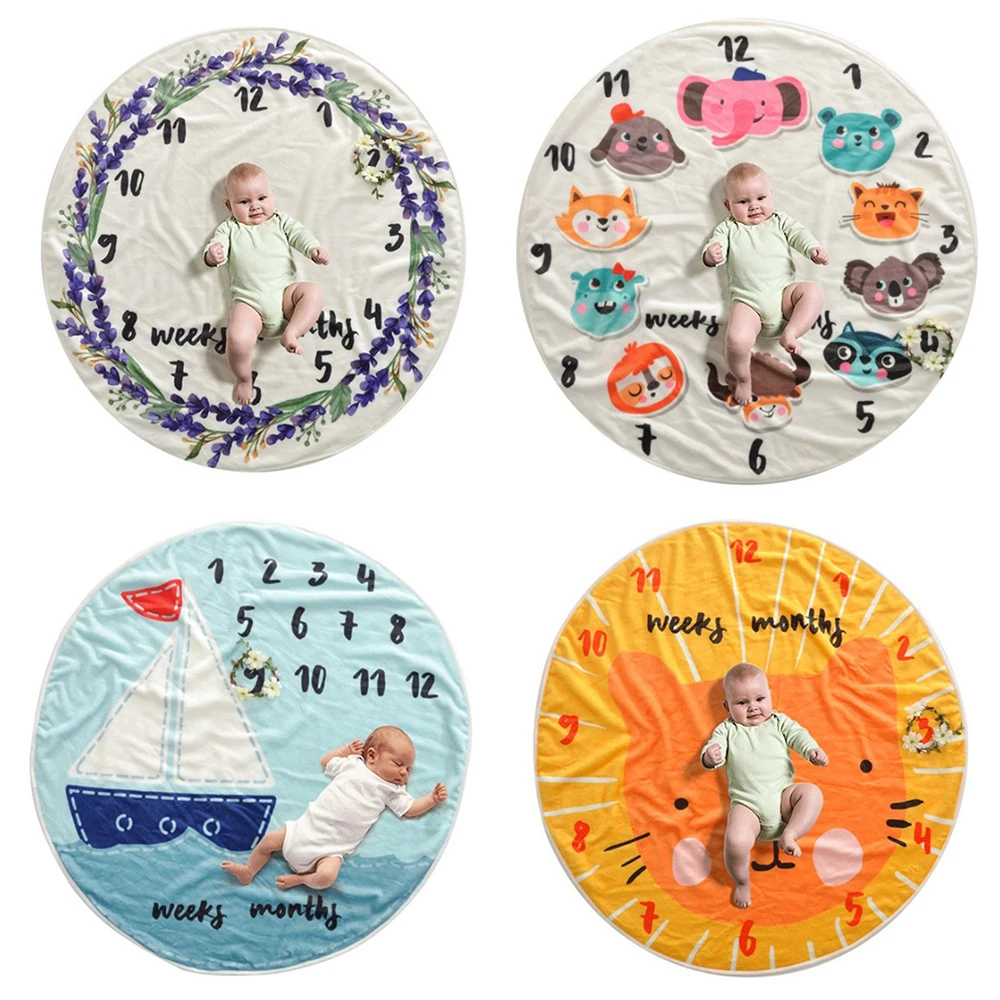 LOOZYKIT Newborns Baby Milestone Blanket Cloud Moon Photography Photo Props Background Cloth Infant Monthly Growth Anniversary