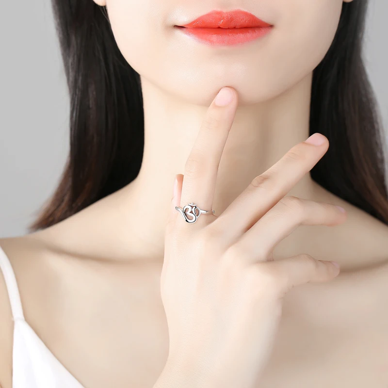 Silver Ring 925 Sterling Om Symbol Adjustable Finger for Women Gift