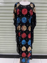 

New African Women's Dashiki Fashion Abaya Stylish KWA Robe Sequins Nail Bead Free Size Loose Long Dress Just One Piece