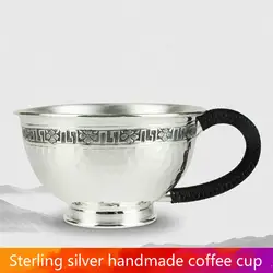 Серебряная чашка 999 Серебряная модная кофейная чашка молоток ручной работы чайная чашка Бытовая Серебряная чашка для воды