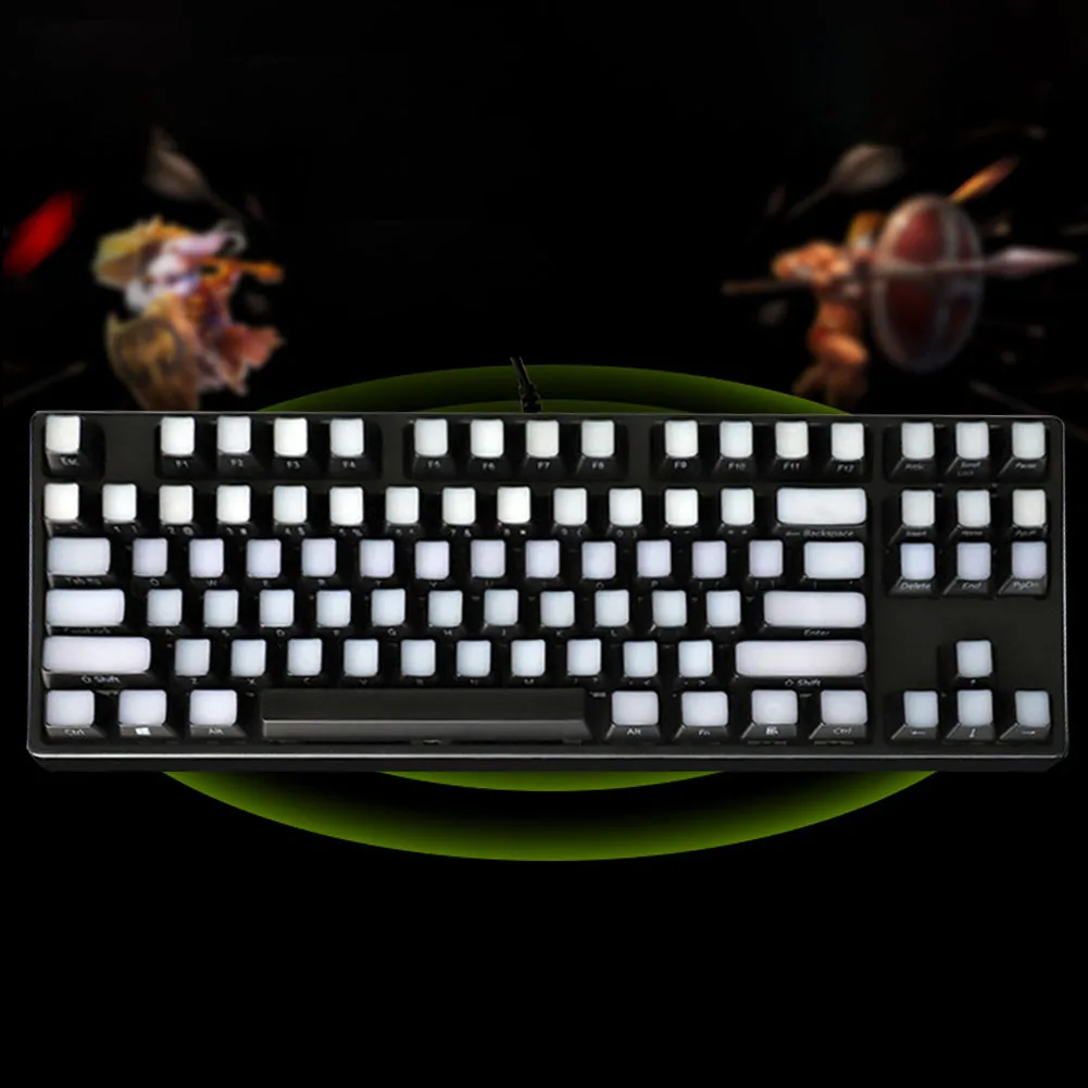 104 Key Gaming Accessory Translucent Office DIY Ergonomic Light Transmitting Easy Install 2 Tone Side Printed Keycap Replacement