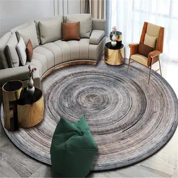 

37Fashion Luxury Carpet With Annual Ring Printed Round Carpet For Living Room Geometric Endless Rugs Dining Room Decoration