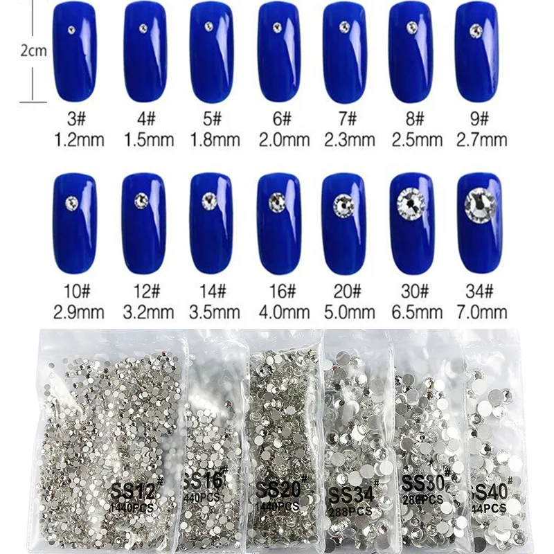 SS3-SS30 Non Hotfix Rhinestones Glitter Crystal AB Flat Back Strass Rhinestones Glue On Stones For Nail Art Mugs Cups Decoration