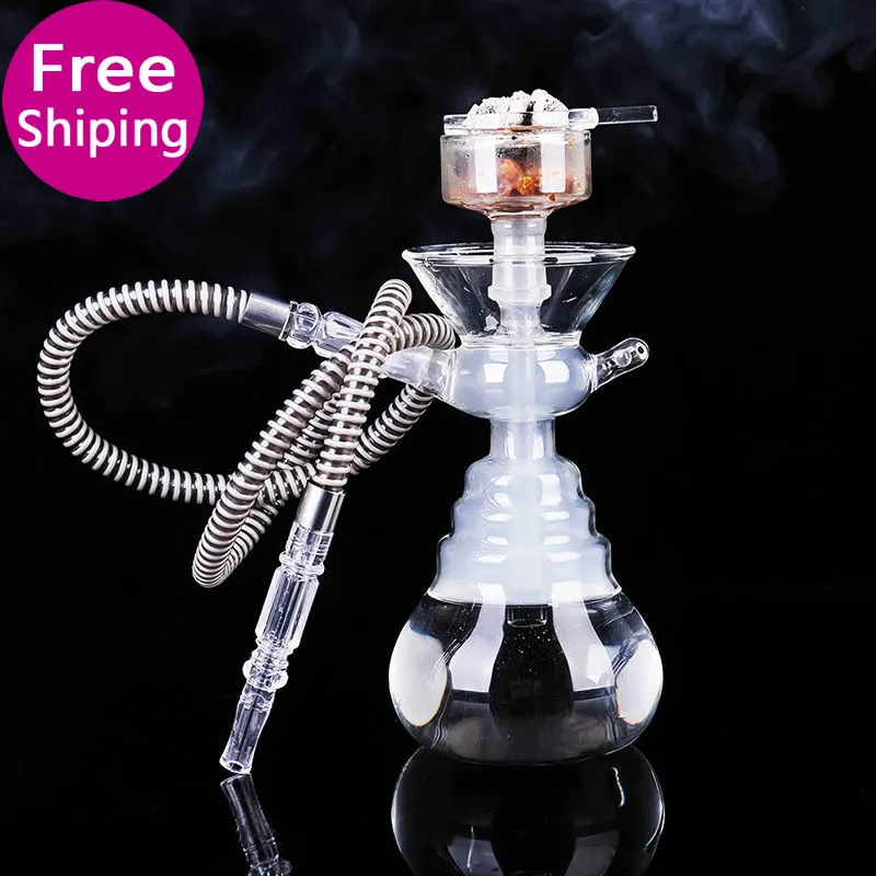 

Brand hookahs glass shisha hookah with bowl, glass pipe with white silicone tube Smooking pipe
