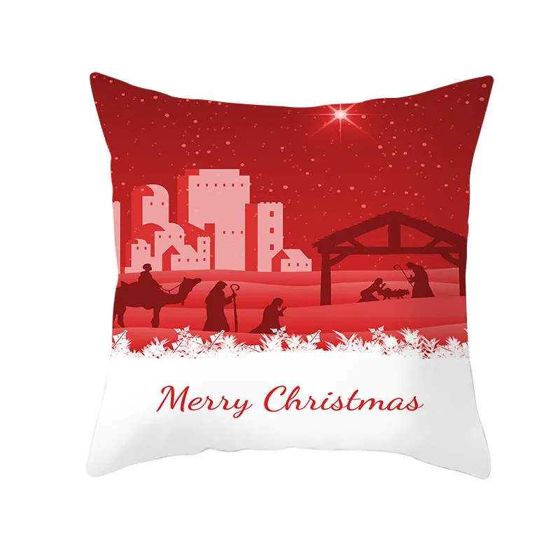 Fuwatacchi Red Printed Cushion Cover Christmas Gift Decorative Pillow Covers for Home Sofa Polyester Throw Pillowcases 45*45cm - Цвет: PC11738